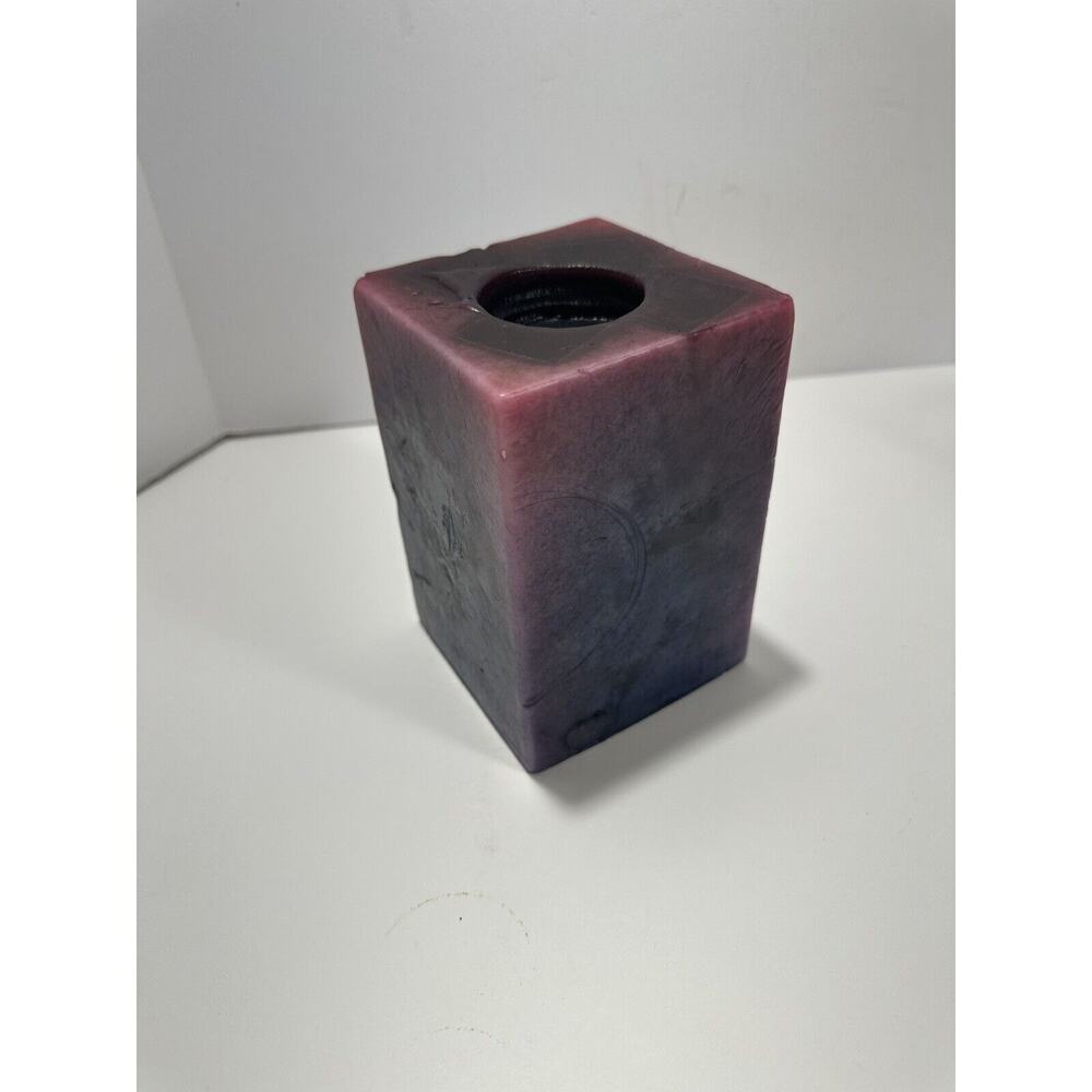 Sunset Mountains Square Pillar Candle Scented Hand Crafted USA Red Bordeaux VTG‎
